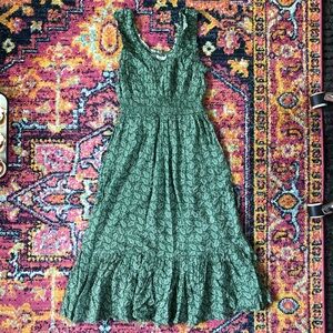 Patrons of Peace Green Paisley Ruffled Edge Sundress S NWT